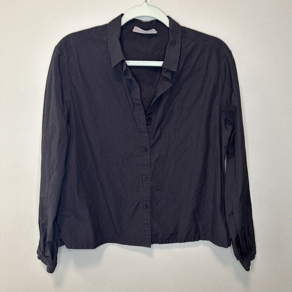 Everlane Tops - Everlane Black Long Sleeve Cropped Button Down Shirt Organic Cotton Women’s 2